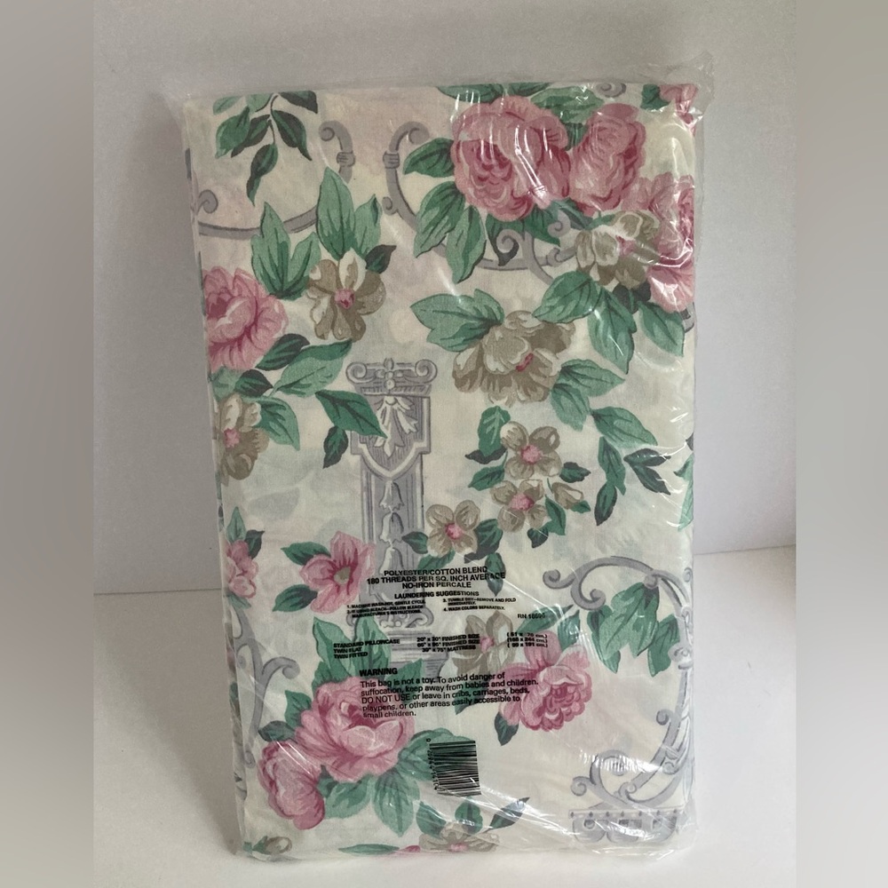 Vintage Cambridge Collection Percale Twin Sheet Set Original Package Cottage - Picture 5 of 6